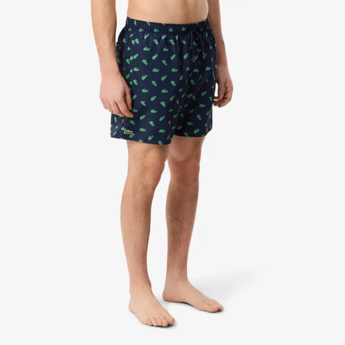 Boxers de banho de comprimento médio com padrão de crocodilo