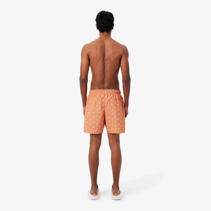 Boxers de banho de comprimento médio com padrão de crocodilo