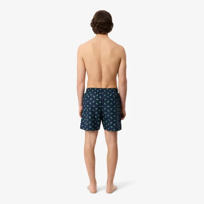 Boxers de banho de comprimento médio com padrão de crocodilo