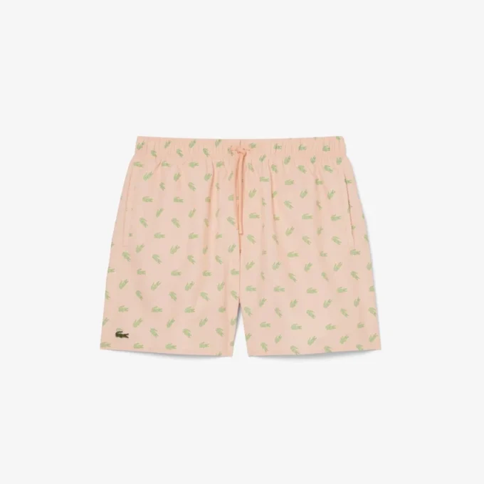 Boxers de banho de comprimento médio com padrão de crocodilo