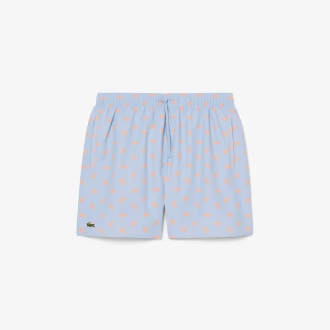 Boxers de banho de comprimento médio com padrão de crocodilo