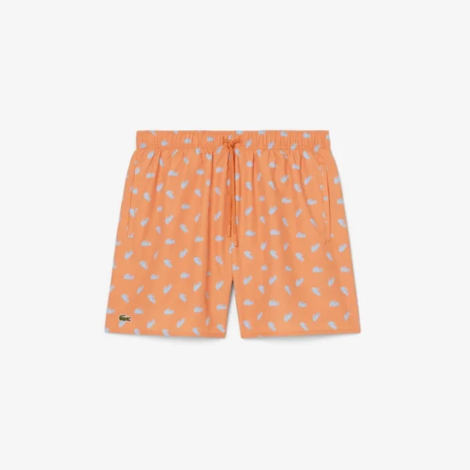 Boxers de banho de comprimento médio com padrão de crocodilo