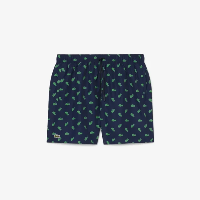 Boxers de banho de comprimento médio com padrão de crocodilo