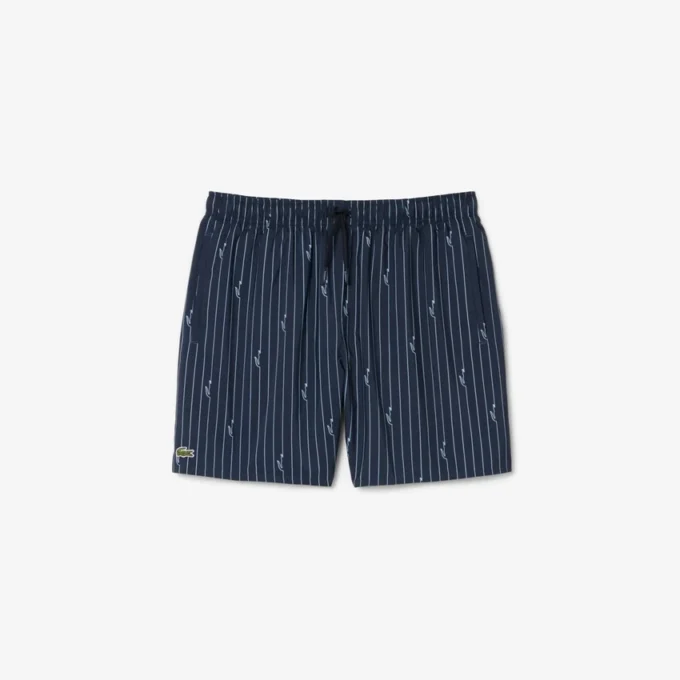 Boxers de banho de comprimento médio com padrão de crocodilo