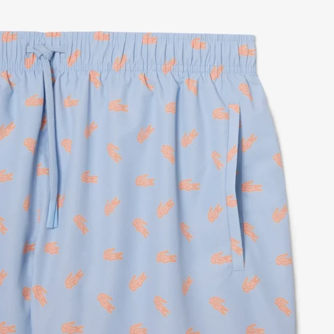 Boxers de banho de comprimento médio com padrão de crocodilo