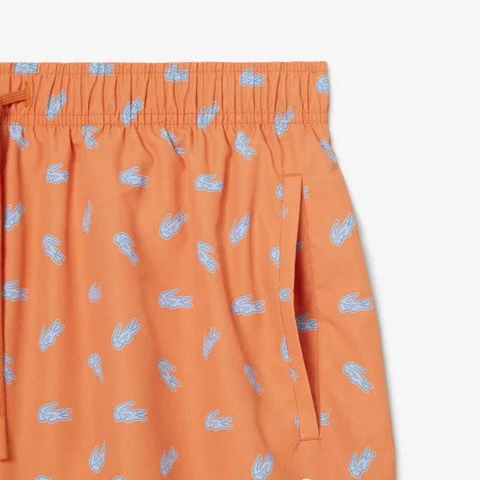 Boxers de banho de comprimento médio com padrão de crocodilo