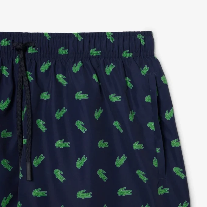 Boxers de banho de comprimento médio com padrão de crocodilo