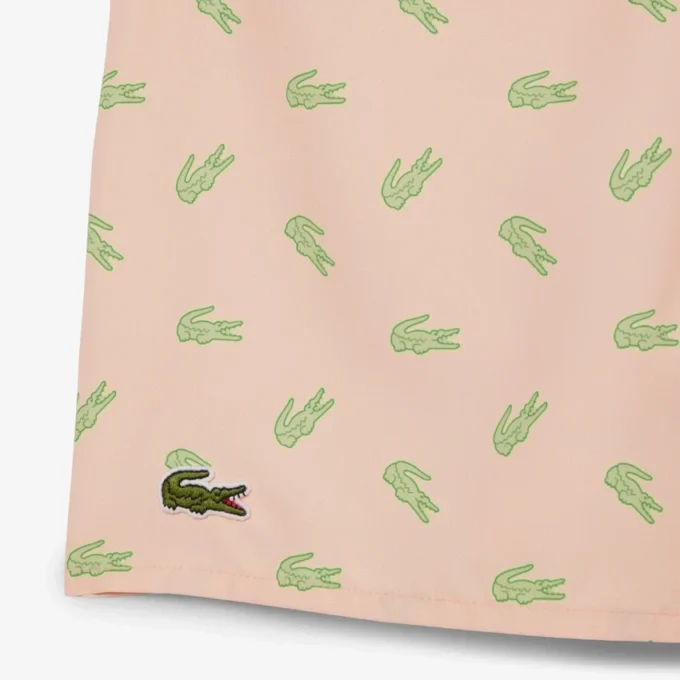 Boxers de banho de comprimento médio com padrão de crocodilo