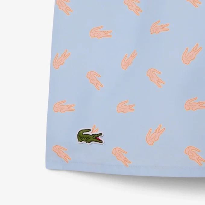 Boxers de banho de comprimento médio com padrão de crocodilo