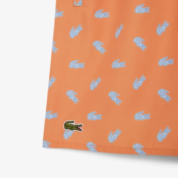 Boxers de banho de comprimento médio com padrão de crocodilo