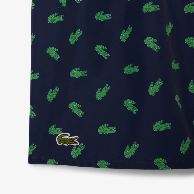 Boxers de banho de comprimento médio com padrão de crocodilo