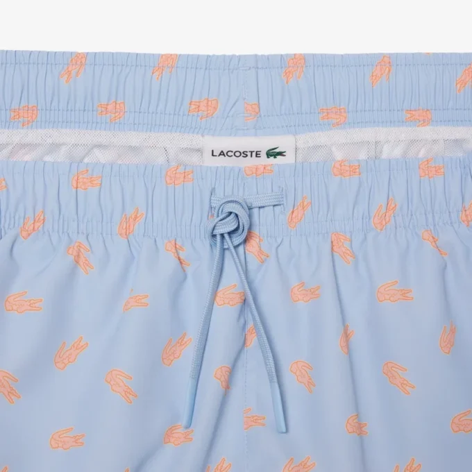Boxers de banho de comprimento médio com padrão de crocodilo