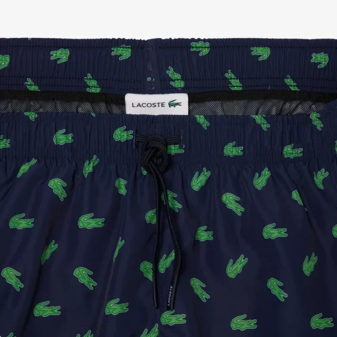 Boxers de banho de comprimento médio com padrão de crocodilo