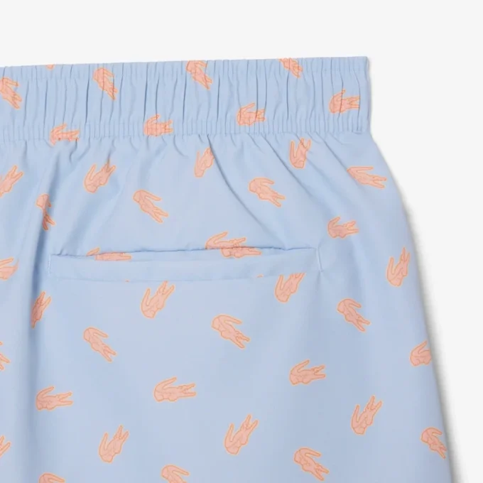 Boxers de banho de comprimento médio com padrão de crocodilo