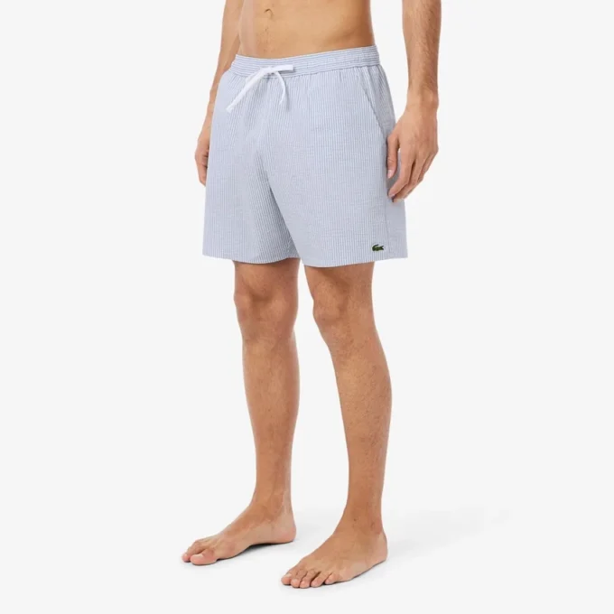Boxers de banho de comprimento médio com riscas e textura para homem