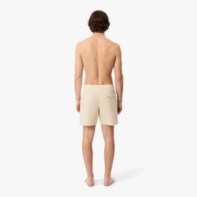 Boxers de banho de comprimento médio com riscas e textura para homem