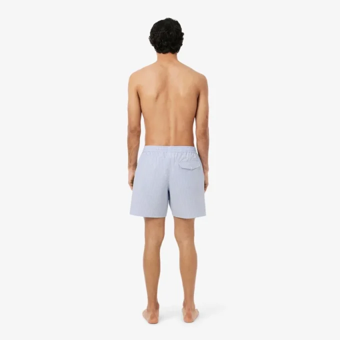 Boxers de banho de comprimento médio com riscas e textura para homem