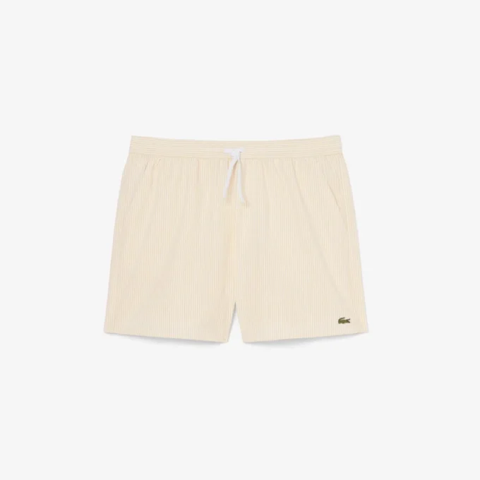 Boxers de banho de comprimento médio com riscas e textura para homem