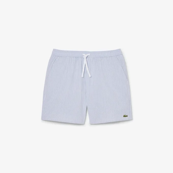 Boxers de banho de comprimento médio com riscas e textura para homem