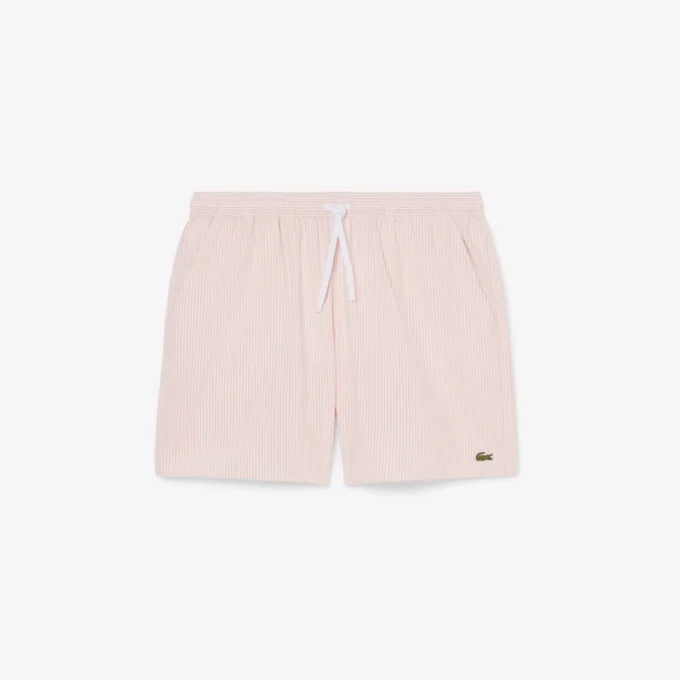Boxers de banho de comprimento médio com riscas e textura para homem