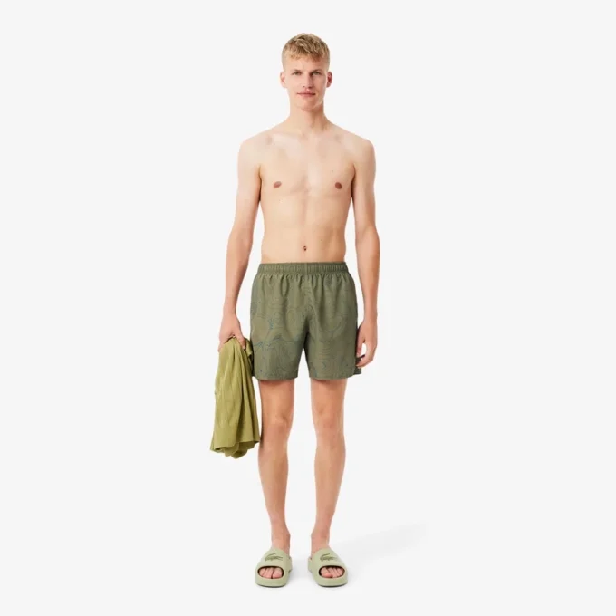 Boxers de banho de comprimento médio estampados para homem