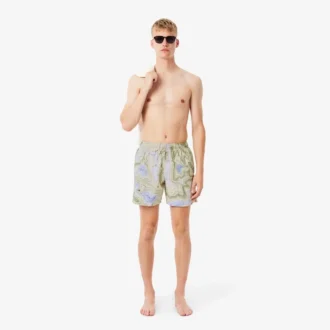 Boxers de banho de comprimento médio estampados para homem