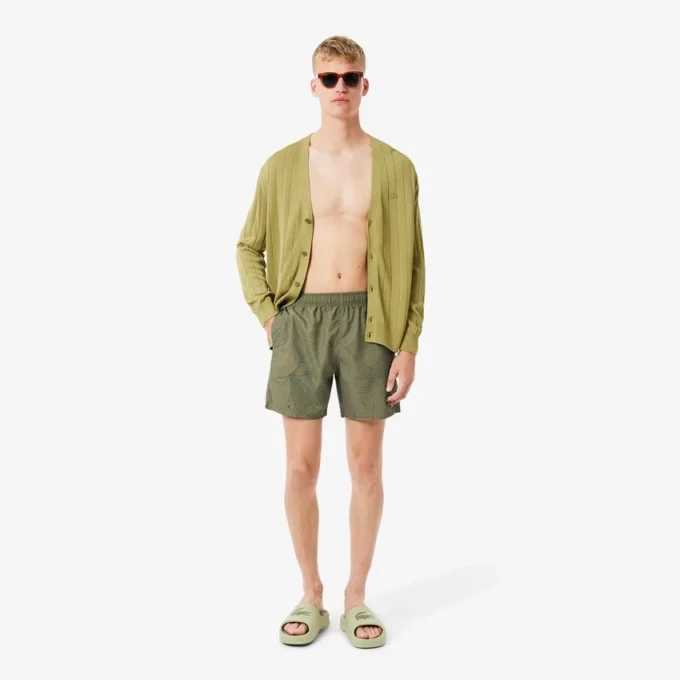 Boxers de banho de comprimento médio estampados para homem