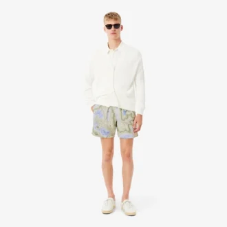 Boxers de banho de comprimento médio estampados para homem