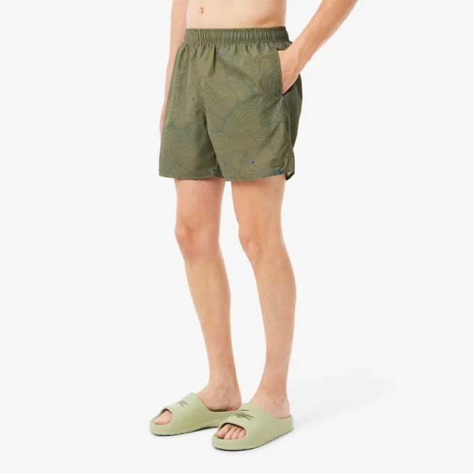 Boxers de banho de comprimento médio estampados para homem