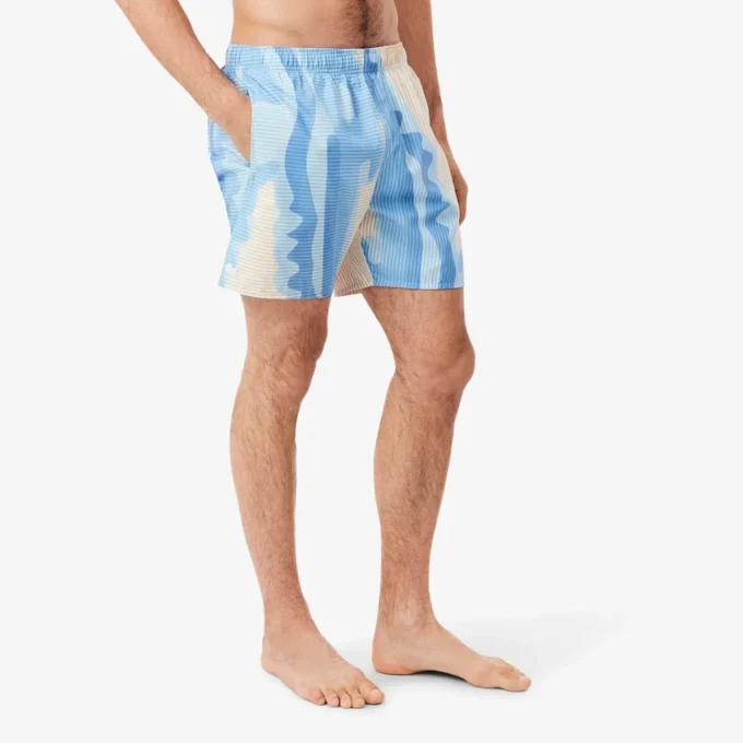 Boxers de banho de comprimento médio às riscas