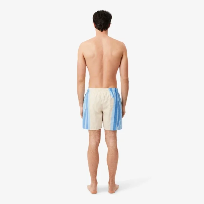 Boxers de banho de comprimento médio às riscas
