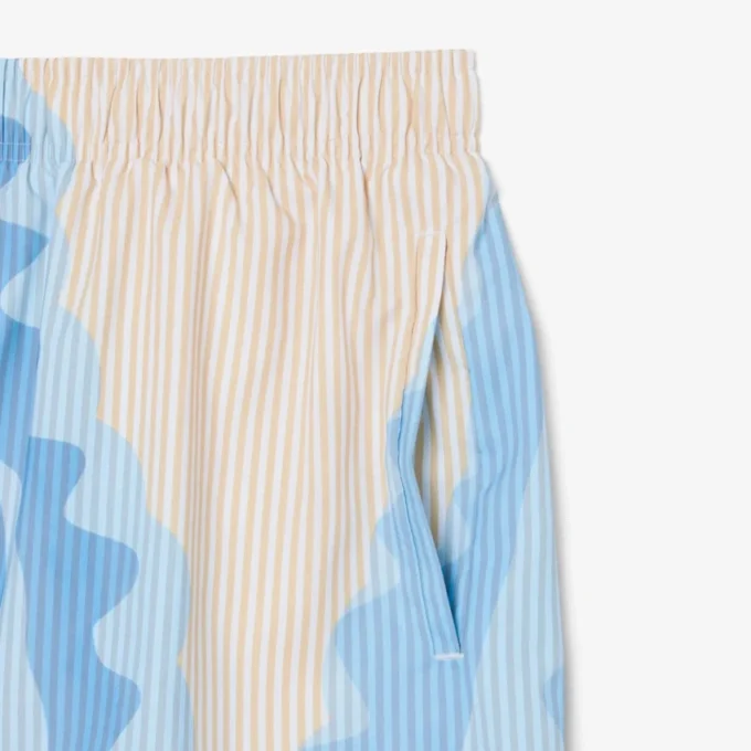 Boxers de banho de comprimento médio às riscas