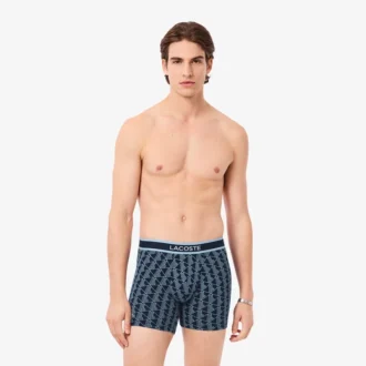 Boxers masculinos em jersey de algodão elástico com monograma