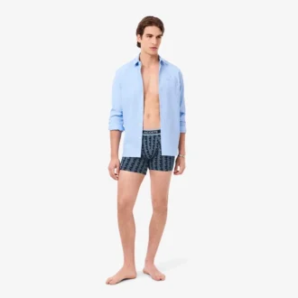 Boxers masculinos em jersey de algodão elástico com monograma