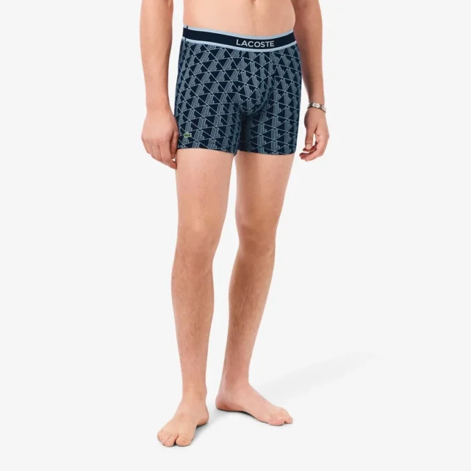 Boxers masculinos em jersey de algodão elástico com monograma
