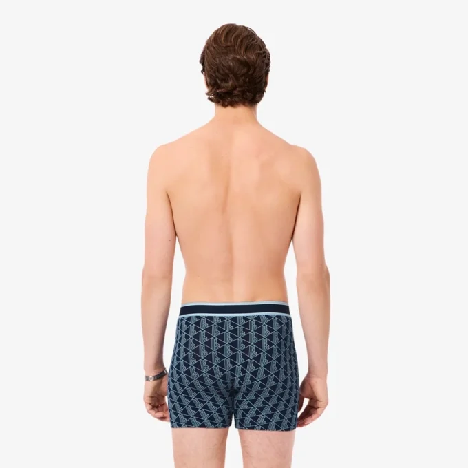 Boxers masculinos em jersey de algodão elástico com monograma