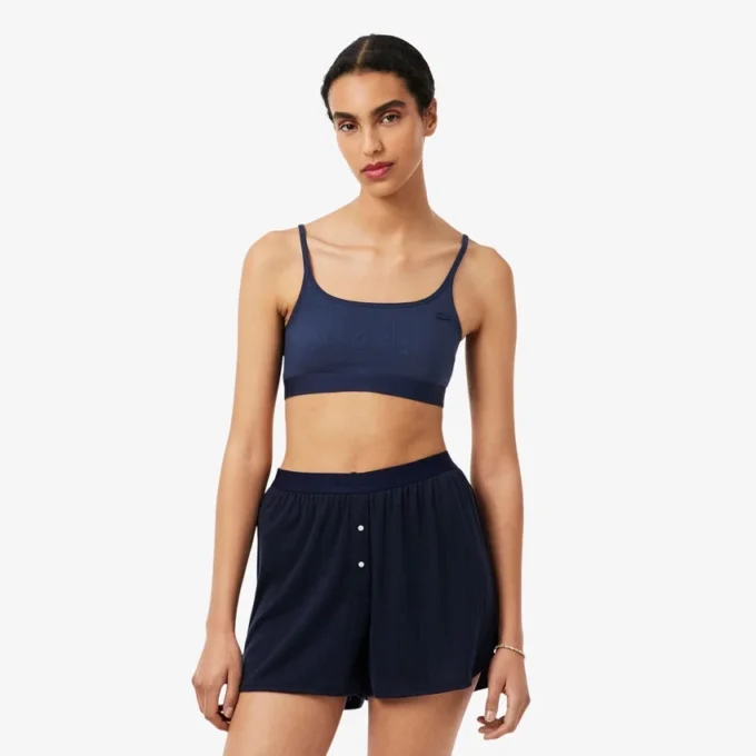 Bralette com logótipo em ponto de rede