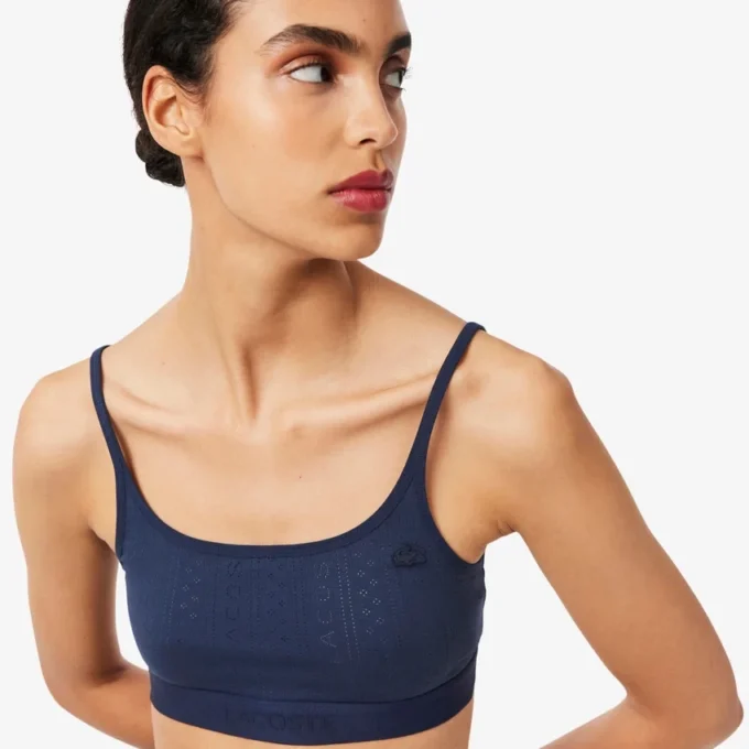 Bralette com logótipo em ponto de rede
