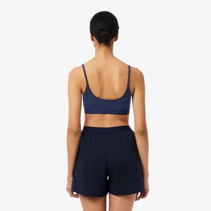 Bralette com logótipo em ponto de rede