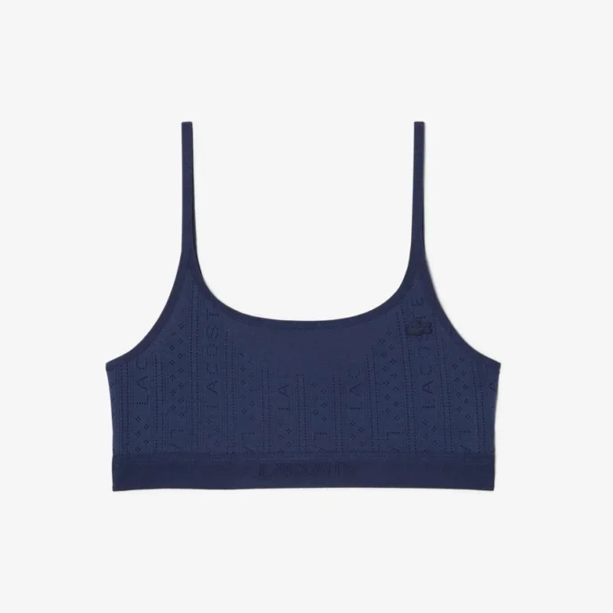 Bralette com logótipo em ponto de rede