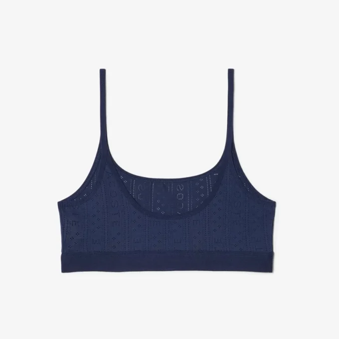 Bralette com logótipo em ponto de rede