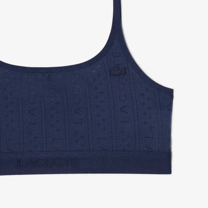 Bralette com logótipo em ponto de rede