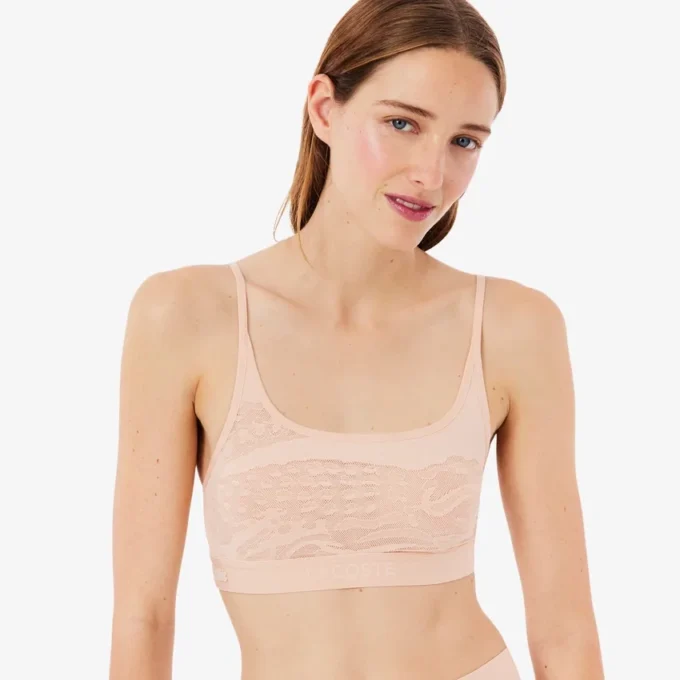 Bralette em malha com detalhes em crocodilo