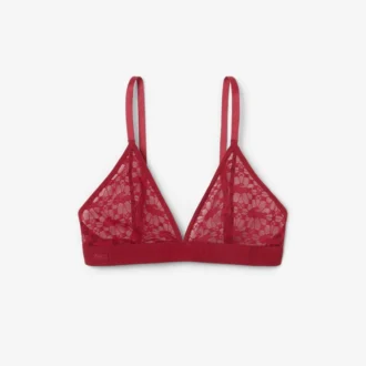 Bralette triangular com renda e logótipo