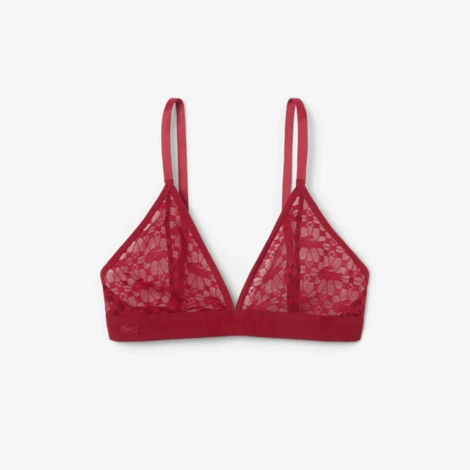 Bralette triangular com renda e logótipo