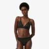 Bralette triangular com renda e logótipo