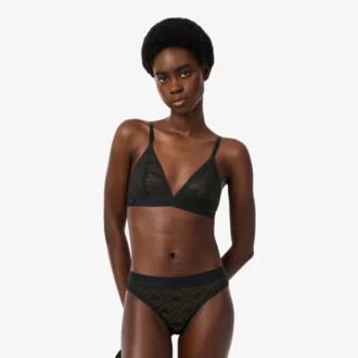 Bralette triangular com renda e logótipo