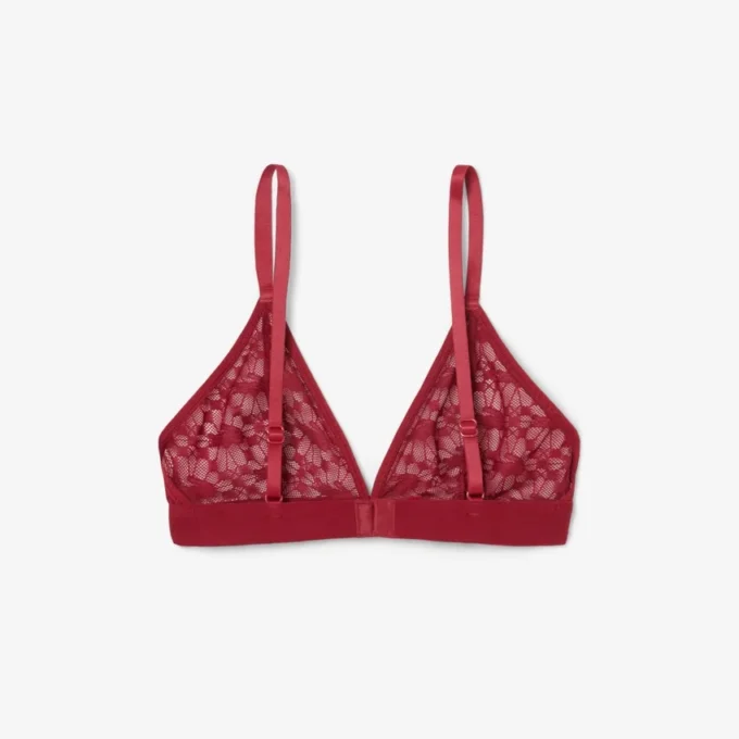 Bralette triangular com renda e logótipo
