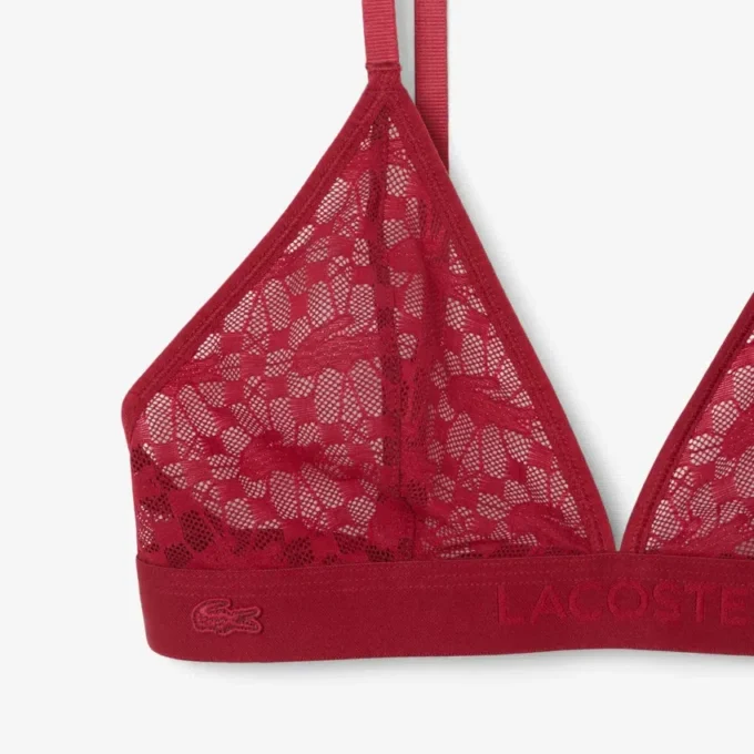 Bralette triangular com renda e logótipo