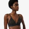 Bralette triangular com renda e logótipo